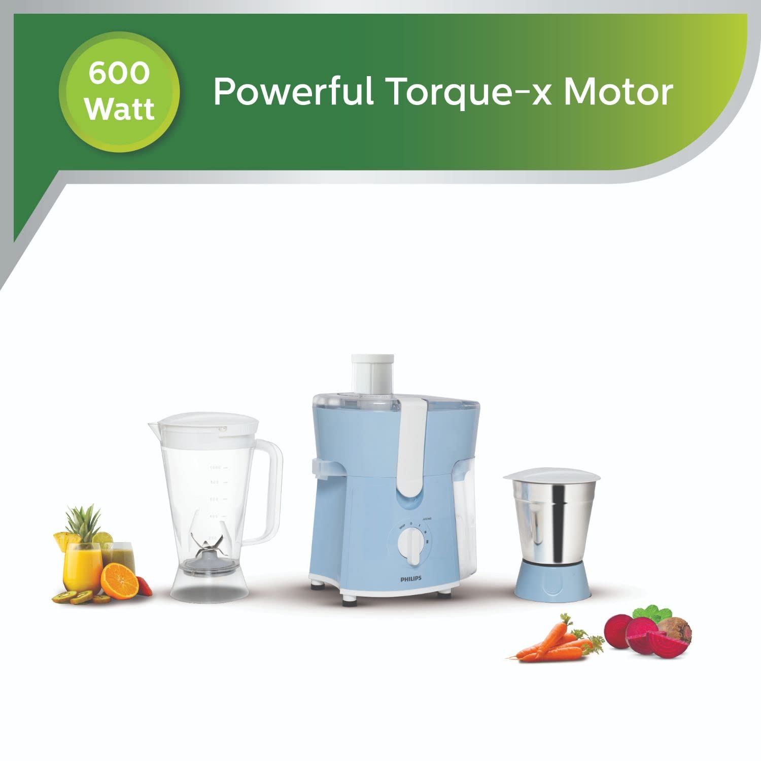 Philips Amaze HL7575/00 600-Watt Juicer Mixer Grinder with 2 Jars